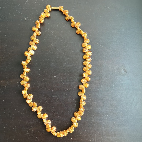 Handmade Necklace shell-stone (light brown zigzag + Ivory + brown square bead) - Picture 12 of 12